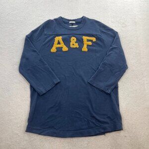Y2K Abercrombie & Fitch Navy 100% Cotton Pullover Crewneck Sweatshirt Size XXL